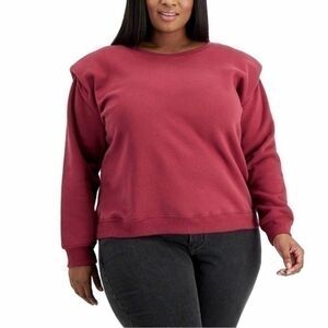 Calvin Klein 2X Women's Plus Size NWT Dark Red Structured Shoulder Sweatshirt